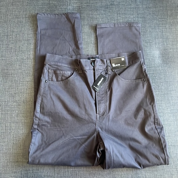 NWT Express Super High Waisted Slim Sateen Pant Grey Size 8 - Picture 5 of 7